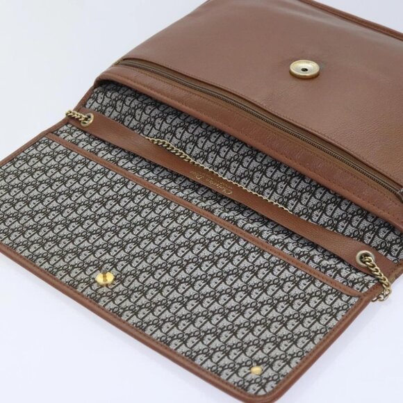 Christian Dior Chain Shoulder Bag Leather Brown Auth yk15370 - Picture 12 of 15